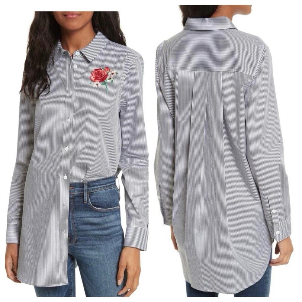 Equipment Carmine Rose Embroidered Tunic Button-down Top Medium
